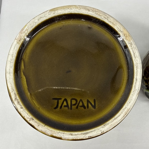 Vintage avocado green textured‎ mini pitcher And Planter flowers majolica Japan - Picture 7 of 10